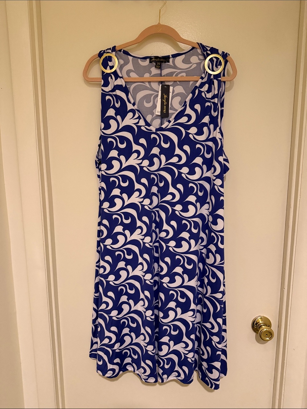 Lexington Avenue Blue & White Sleeveless Midi Dress